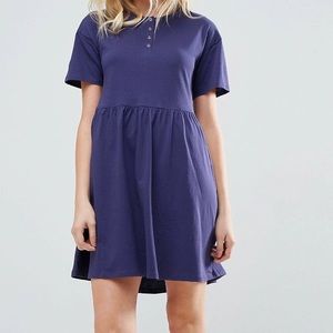 Mini Smock Dress with Button Placket